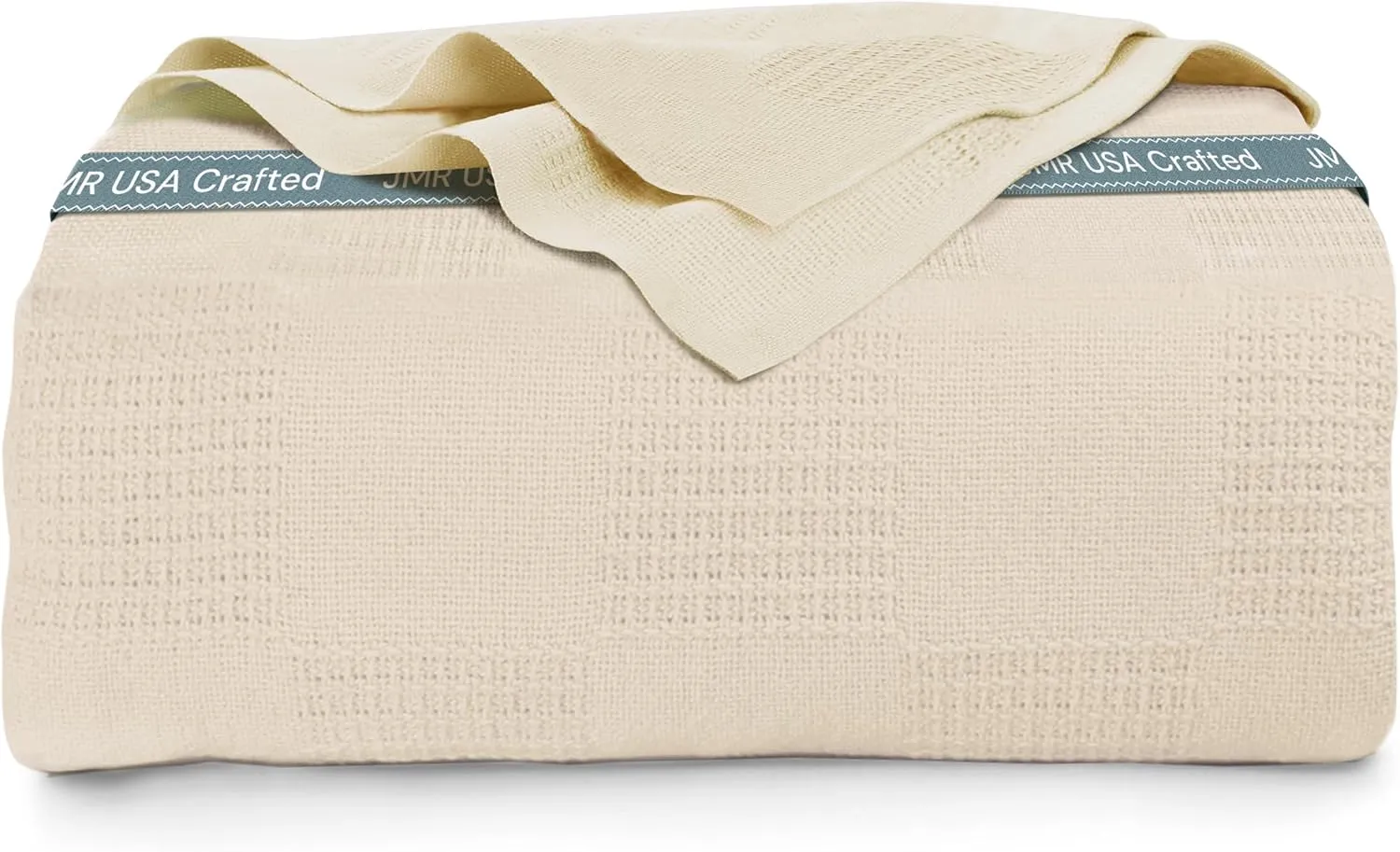 100% Cotton Blanket Twin Size 108x90 - Lightweight Breathable Waffle Weave Thermal Throw for Bed, Sofa & Couch - Soft Cozy, Durable Summer Bedding, All Season Comfort for Home, Travel & Camping, Beige