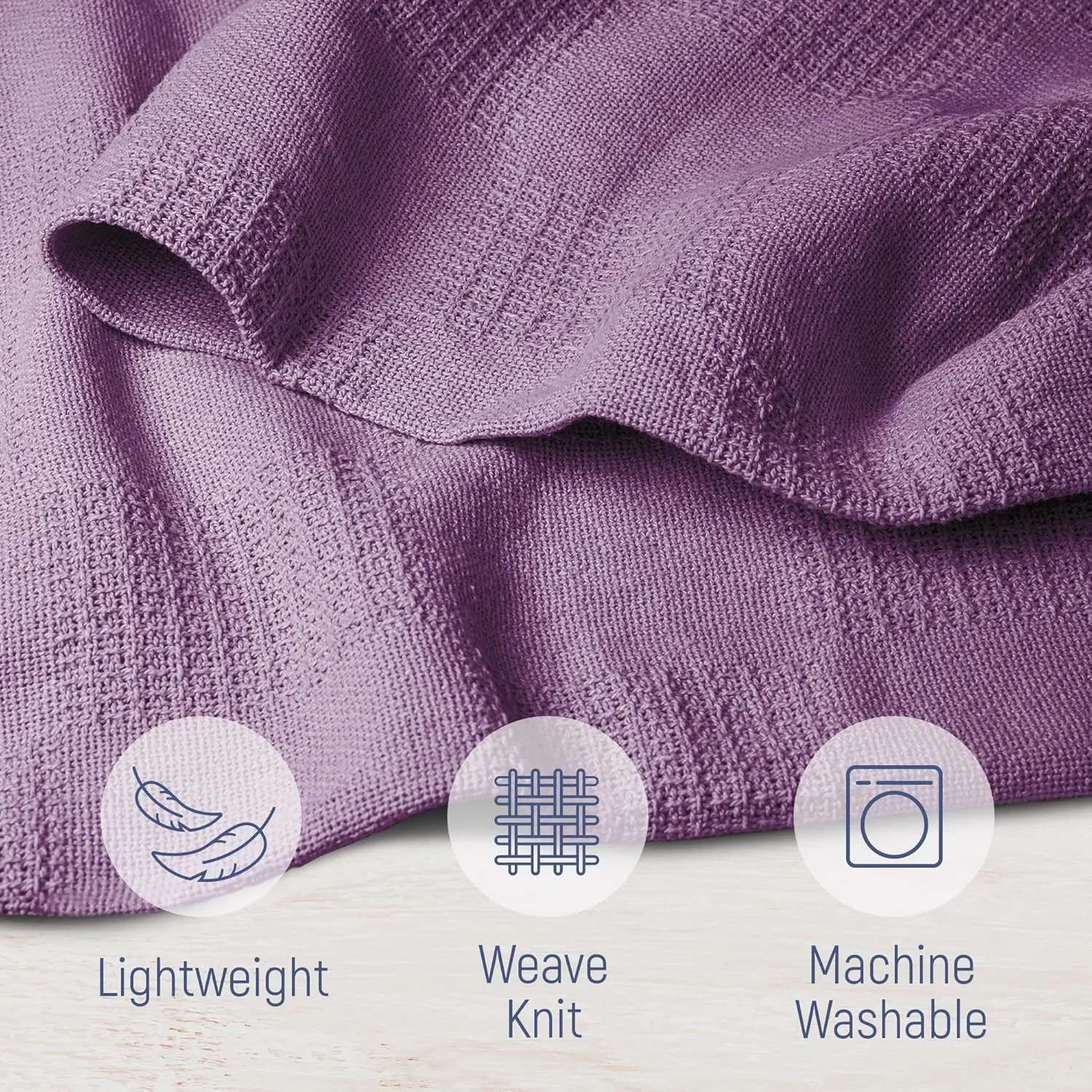 100% Cotton Blanket Twin Size 108x90 - Lightweight Breathable Waffle Weave Thermal Throw for Bed, Sofa & Couch - Soft Cozy, Durable Summer Bedding, All Season Comfort for Home, Travel & Camping, Plum