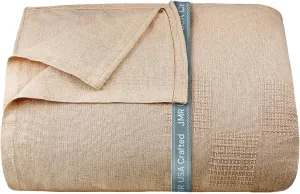 100% Cotton Blanket Twin Size 66x90 - Lightweight Breathable Waffle Weave Thermal Throw for Bed, Sofa & Couch - Soft Cozy, Durable Summer Bedding, All Season Comfort for Home, Travel & Camping, Beige
