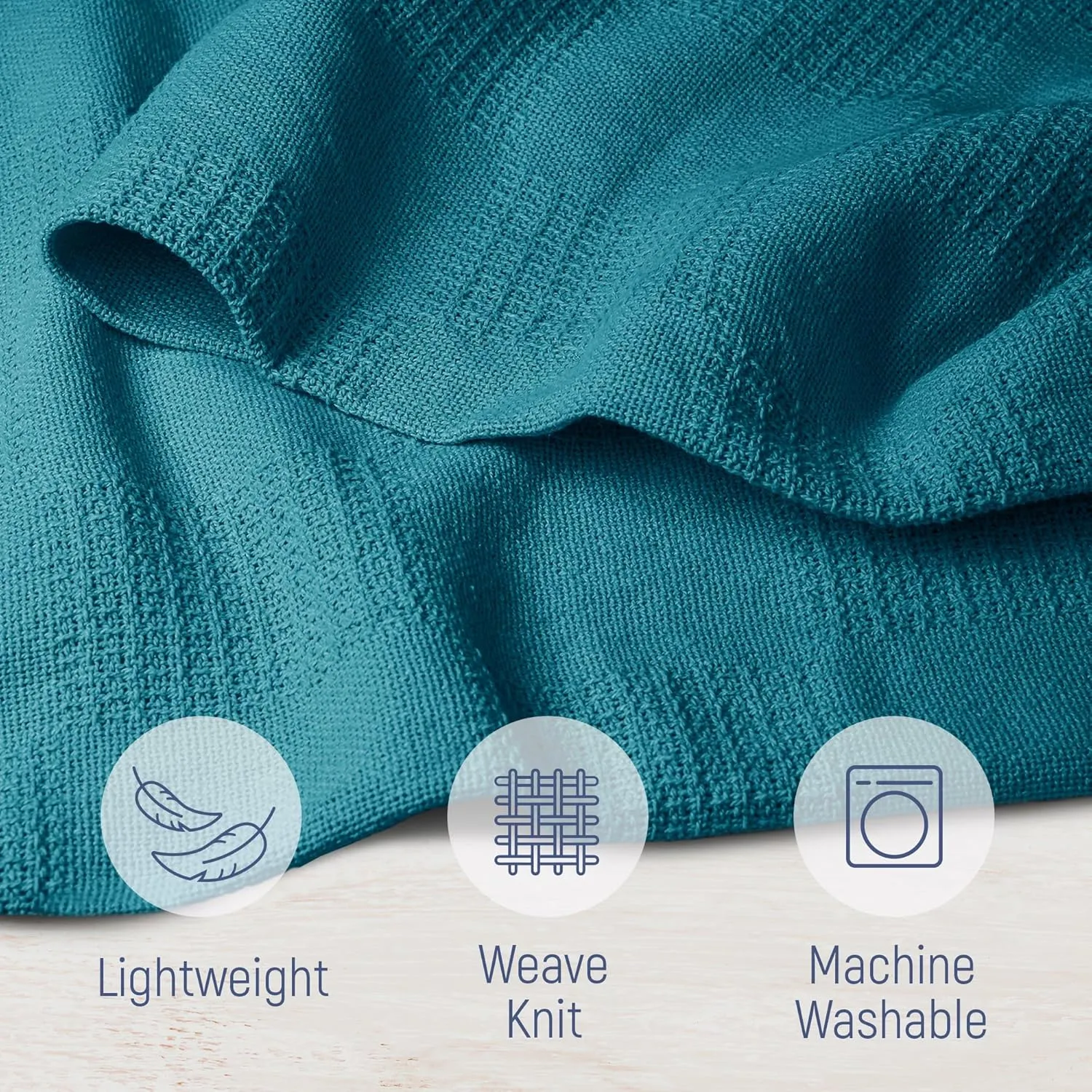 100% Cotton Blanket Twin Size 66x90 - Lightweight Breathable Waffle Weave Thermal Throw for Bed, Sofa & Couch - Soft Cozy, Durable Summer Bedding, All Season Comfort for Home, Travel & Camping, (Teal)