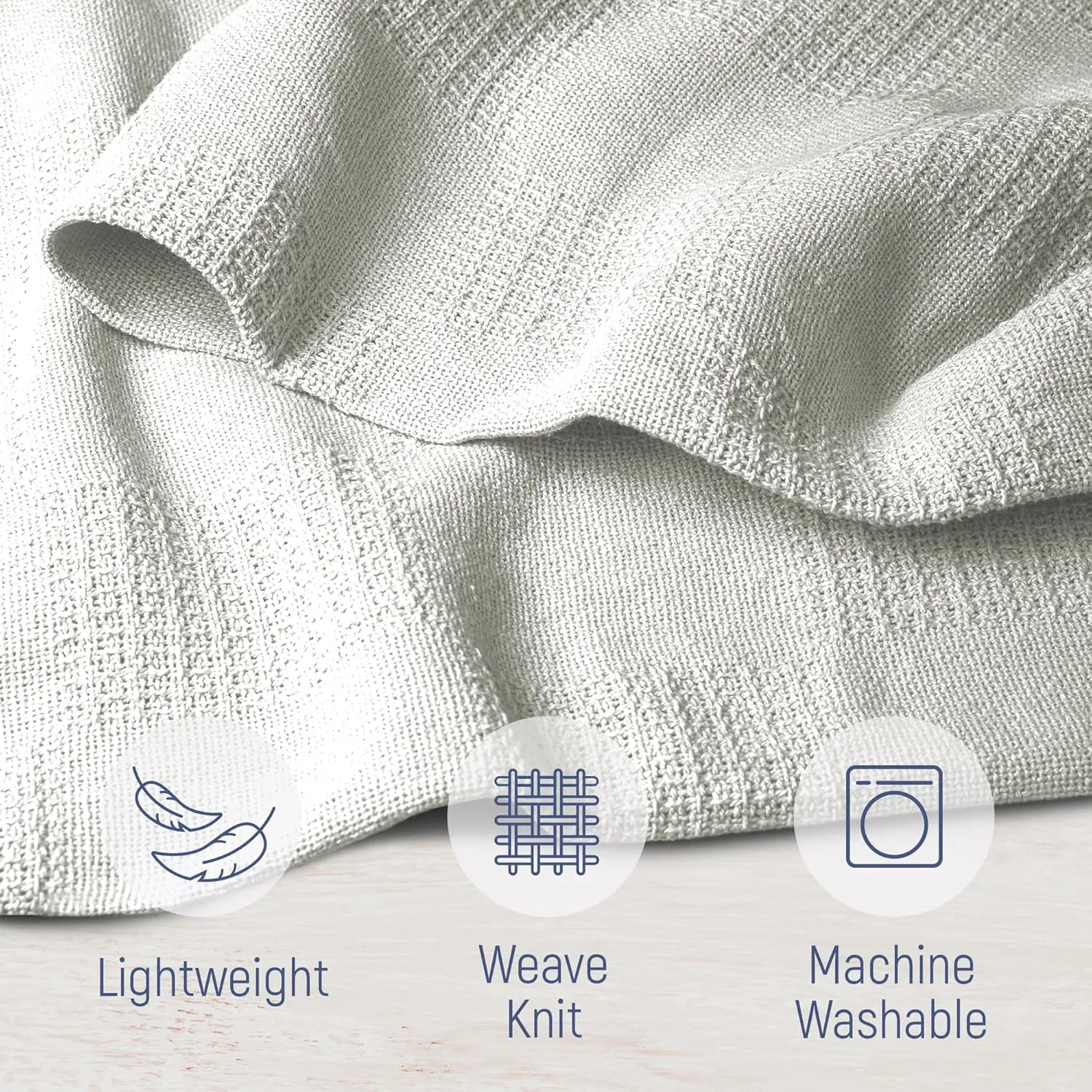 100% Cotton Blanket Twin Size 66x90 - Lightweight Breathable Waffle Weave Thermal Throw for Bed, Sofa & Couch - Soft Cozy, Durable Summer Bedding, All Season Comfort for Home, Travel & Camping, White
