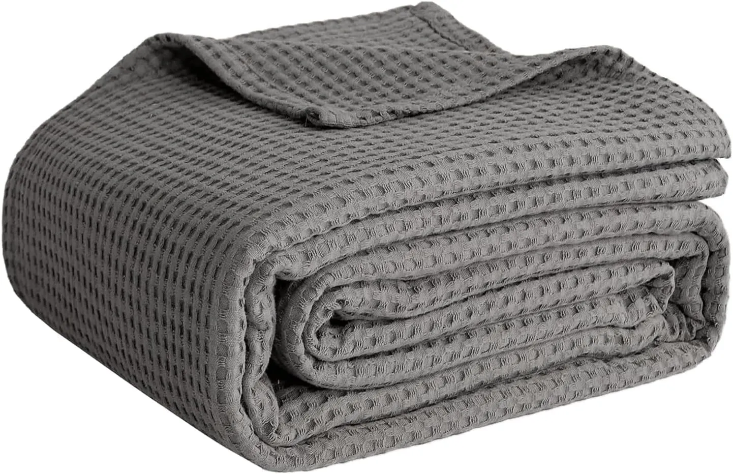 100% Cotton Blankets King Size for Bed - Waffle Weave Blankets for Summer, Lightweight and Breathable Soft Woven Blanket for Spring, (Light Grey, King (90" x 108"))