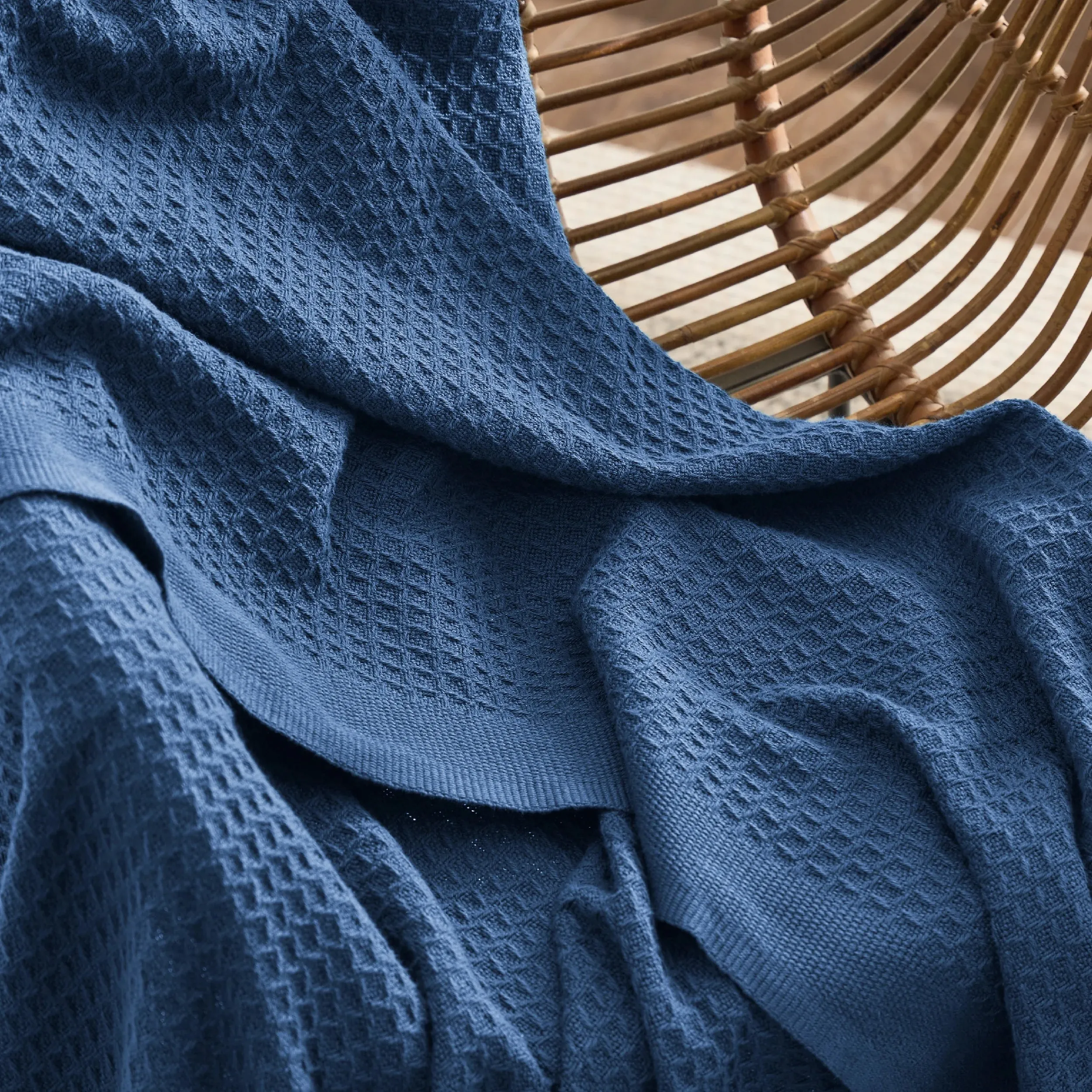 100% Cotton Blankets Twin-Xl Navy - Waffle Weave Blankets for All Seasons, 66X90 Inches