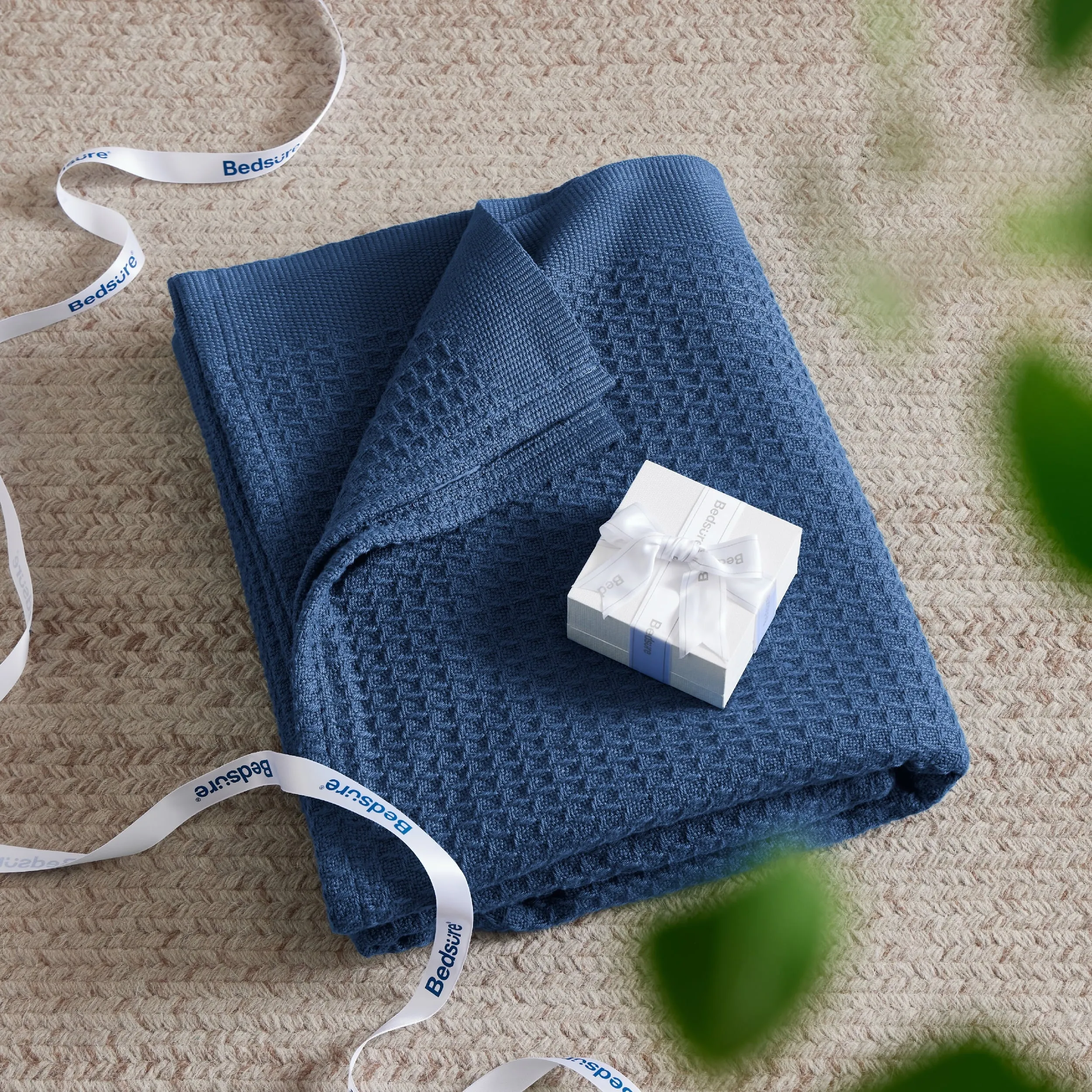100% Cotton Blankets Twin-Xl Navy - Waffle Weave Blankets for All Seasons, 66X90 Inches
