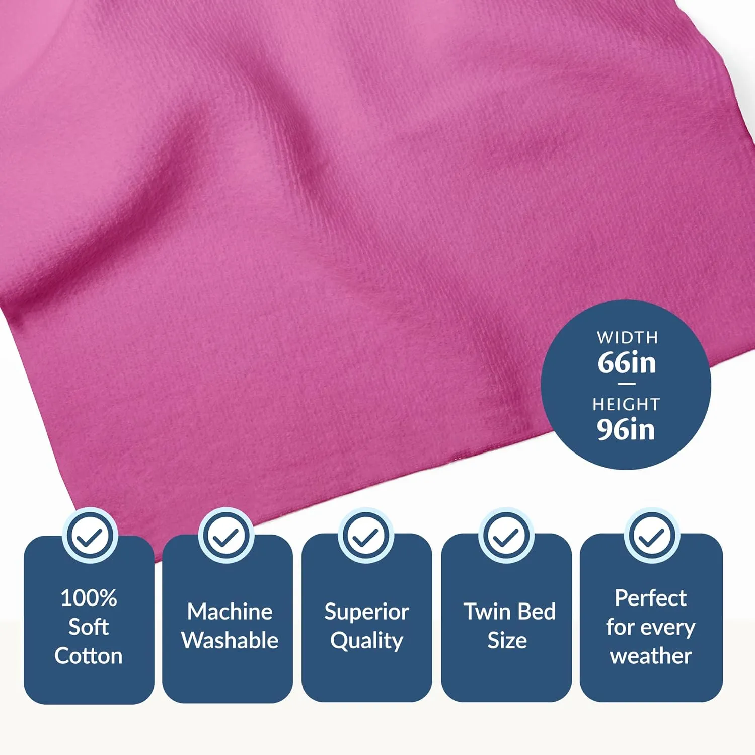 100% Soft Premium Ringspun Cotton Thermal Blanket Twin Size 66x96 Lightweight Warm Soft Breathable Blanket (Blue, 1)