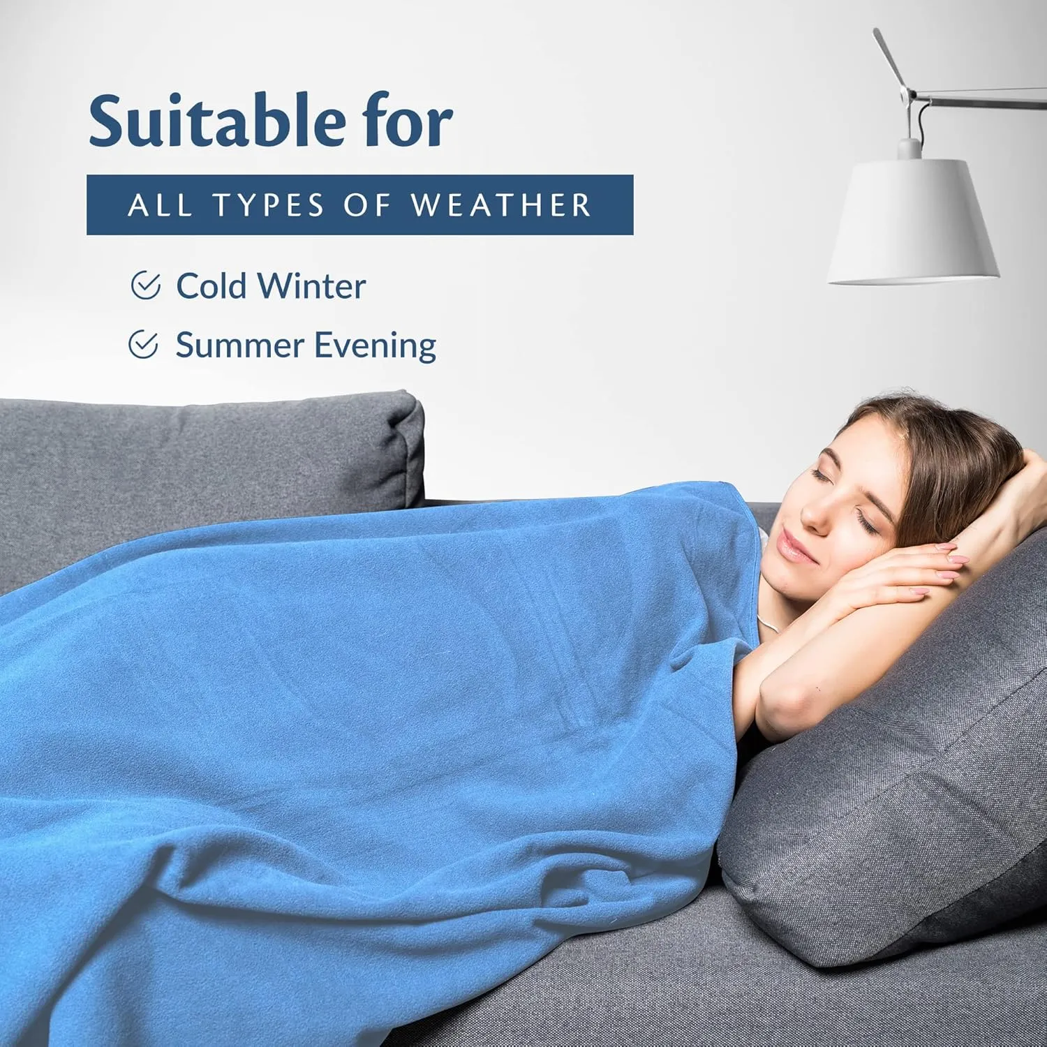 100% Soft Premium Ringspun Cotton Thermal Blanket Twin Size 66x96 Lightweight Warm Soft Breathable Blanket (Blue, 1)
