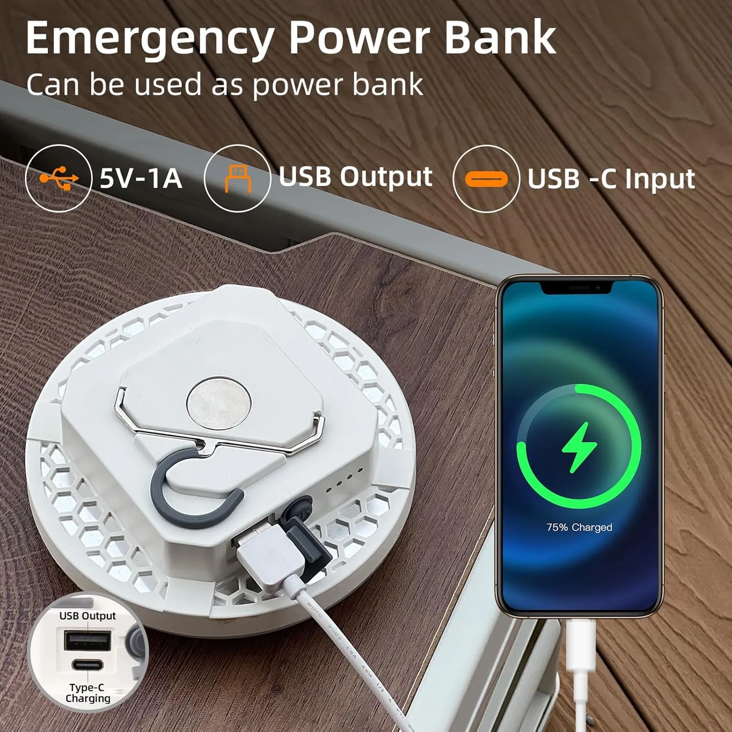10000mAh Rechargeable Hanging Tent Light with Magnet, Portable 30W 4000LM LED 3 Color Lighting Modes Camping Lantern, Power Bank, IPX5 Waterproof LED Flashlight for Emergency & Gift