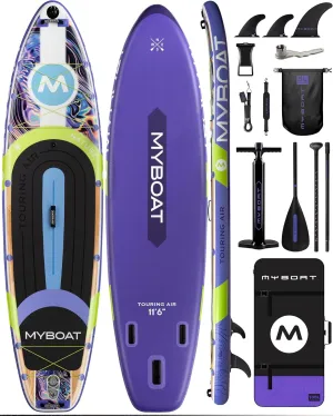 11'6"x35" Inflatable Stand Up Paddle Board,450lb Capacity, Premium Stable for 2 Person,Beginners,Family,with SUP Accessories,Dual Pump, 3 Removal Fin,Portable Bag,Dry Bag,Safety Leash