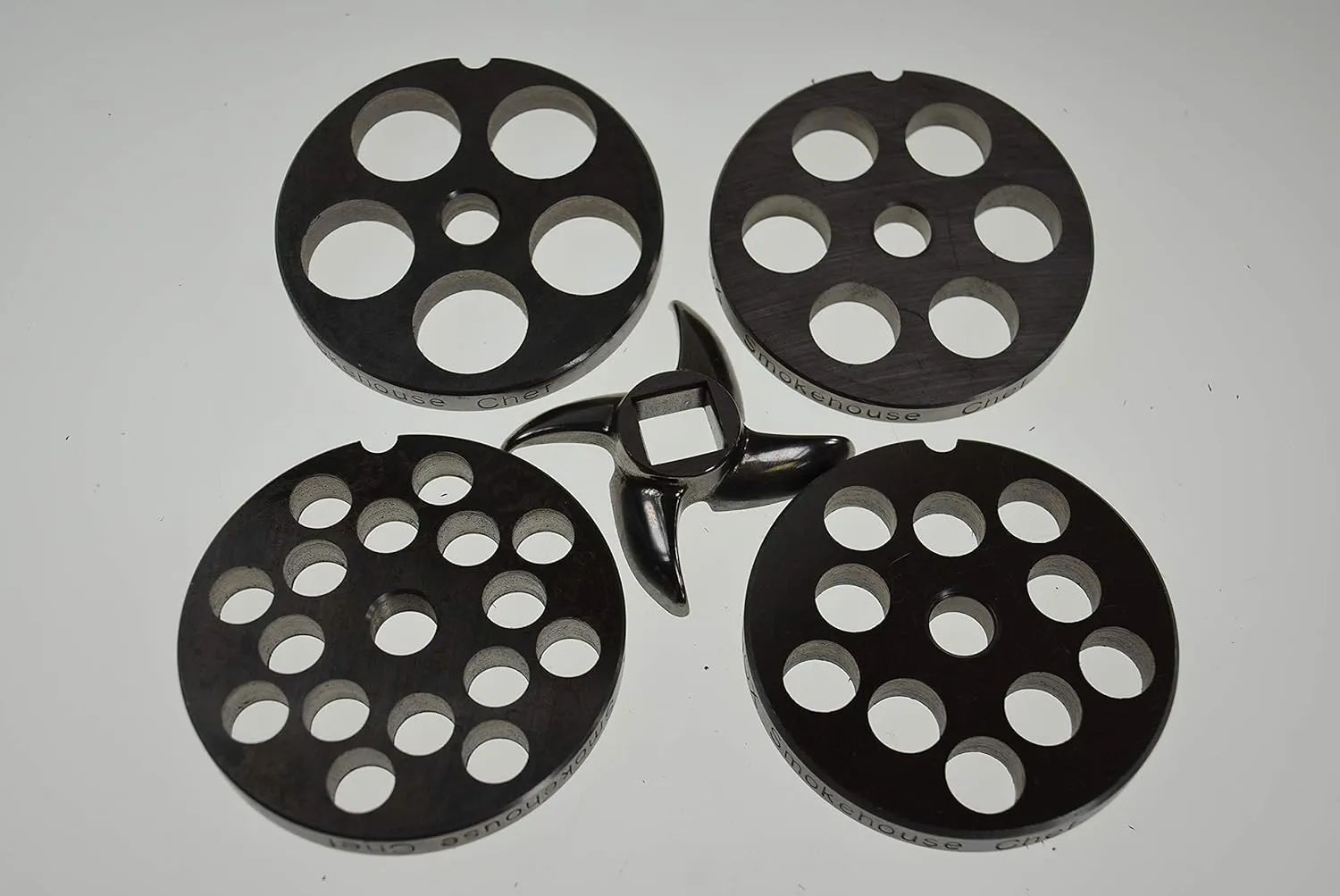 #12 5pc LARGE GRIND SET Meat Grinder Disc Plate and Knife for Hobart Cabelas LEM