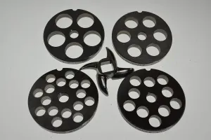 #12 5pc LARGE GRIND SET Meat Grinder Disc Plate and Knife for Hobart Cabelas LEM