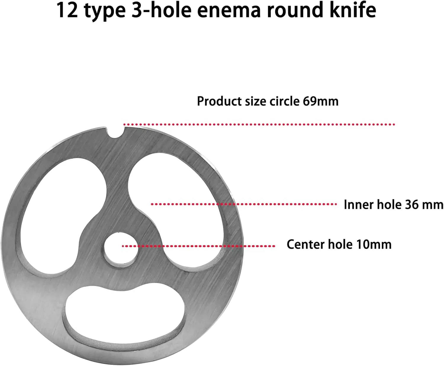 #12 Stainless Steel Meat Grinder Plate Discs Blades Compatible with FGA Food Chopper and Hobart, Cabelas, Weston, LEM, MTN Meat Grinders,Cutting Disks Heavy Duty (3 Big Hole Plate)