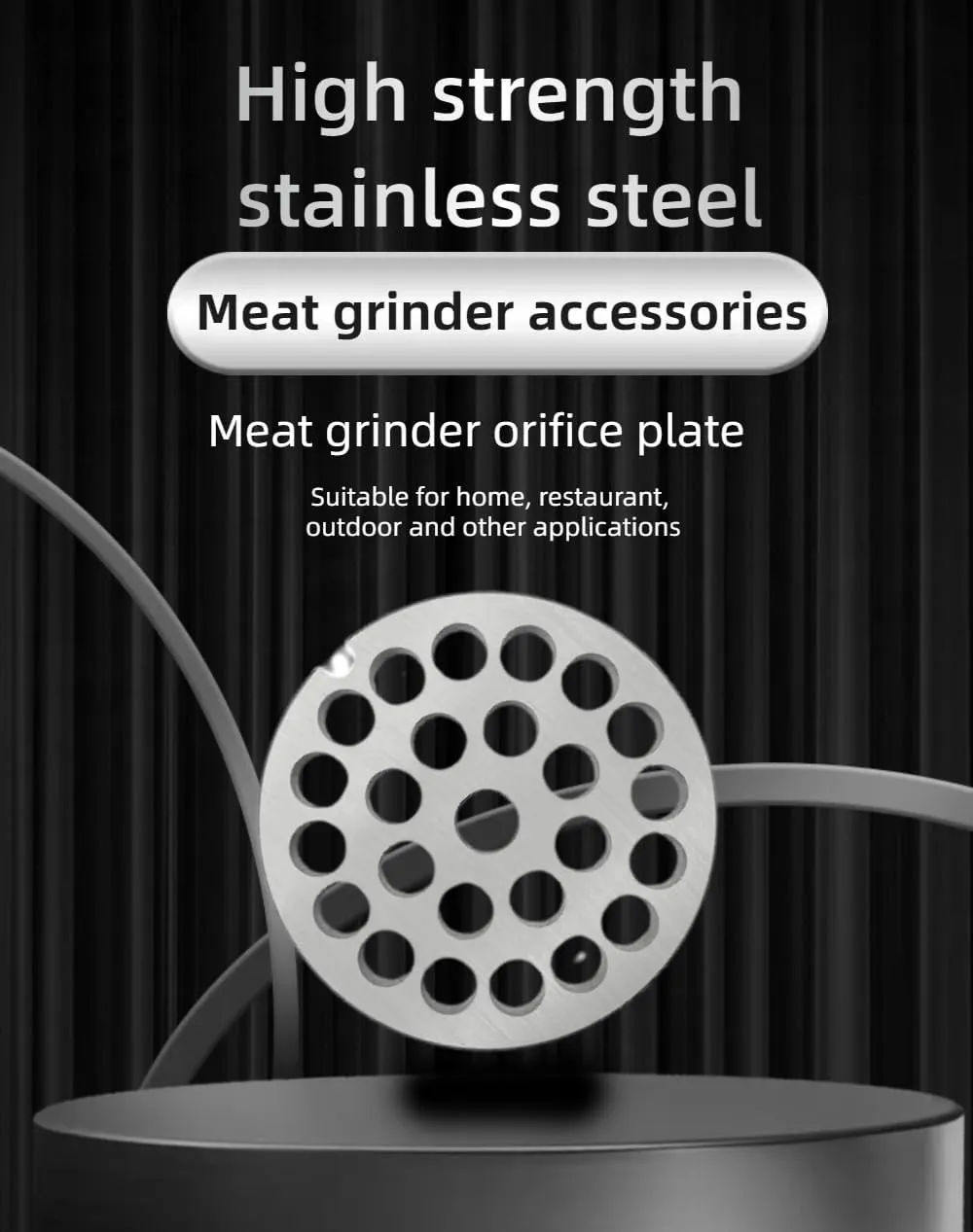 #12 Stainless Steel Meat Grinder Plate Discs Blades Compatible with FGA Food Chopper and Hobart, Cabelas, Weston, LEM, MTN Meat Grinders,Cutting Disks Heavy Duty (3 Big Hole Plate)