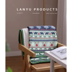127x152cm Christmas Style Cartoon Sofa Blanket Coral Fleece Single Blanket Thickening Warm Winter Blanket