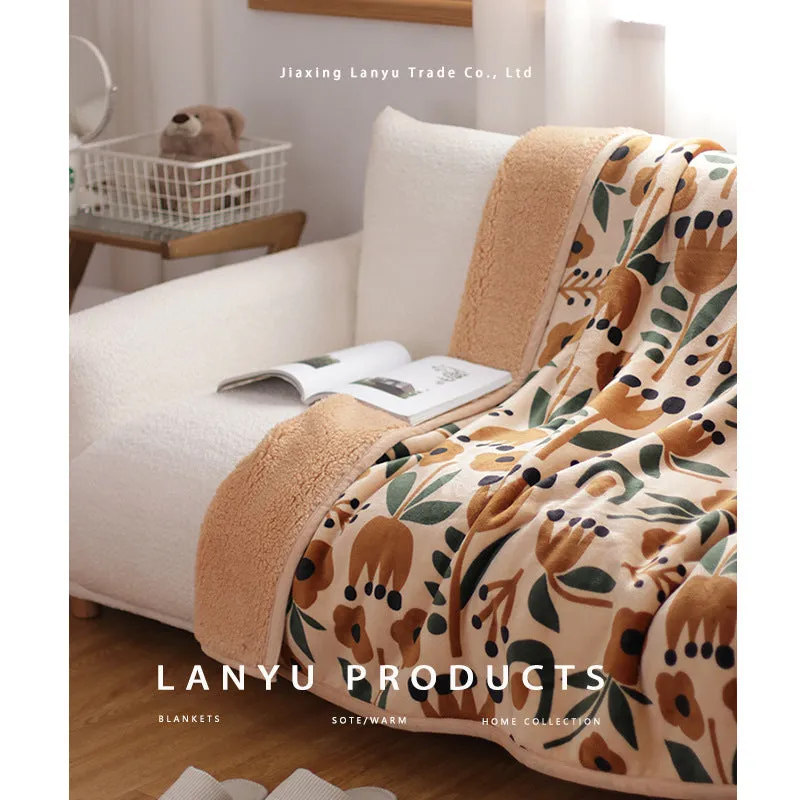 150x200cm Blanket Winter Thickened Single Blanket Coral Fleece Sofa Cover