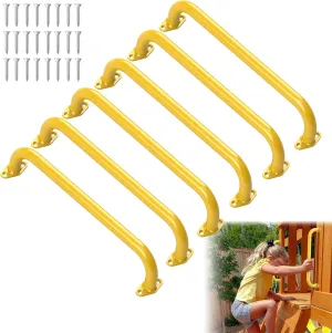 17.3 Inch Safety Playground Handles Metal Kids Indoor Outdoor Climbing Monkey Bars Swing Set Accessories Grab Handle Playset Hand Grips for Playhouse, Treehouse, Jungle Gym (Yellow, 6 Pack)