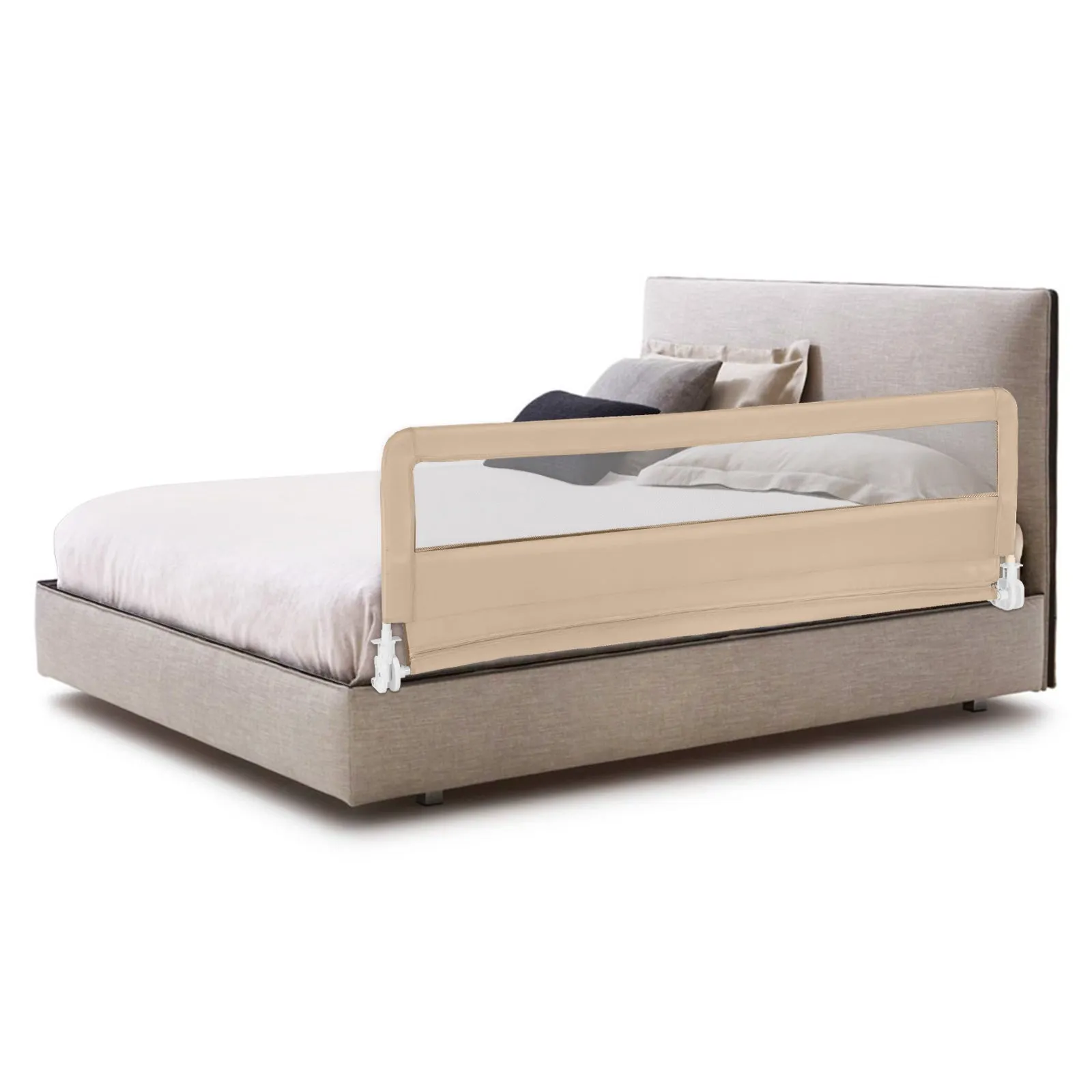 180CM Foldable Baby Bed Rail Guard with Removable Cover and Safety Strap