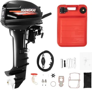 18HP 2-Stroke Outboard Motor 246CC Powerful Gas Boat Motor with 360° Steering, 6.34 Gal Fuel Tank, Water Cooling System, Heavy-Duty Marine Engine for Fishing Boats, Inflatable Boats, Dinghies