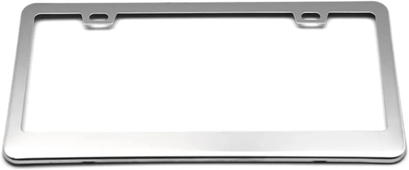 1pcs Stainless Universal US Model License Plate Frame Steel Front and Rear Car License Plate Frame Label(1 Silver)