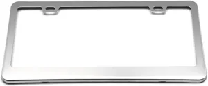 1pcs Stainless Universal US Model License Plate Frame Steel Front and Rear Car License Plate Frame Label(1 Silver)