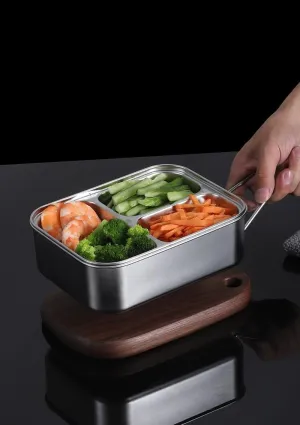 1SET Stainless Steel Square Tableware Medium Camping Portable Folding Tableware(M3-2)