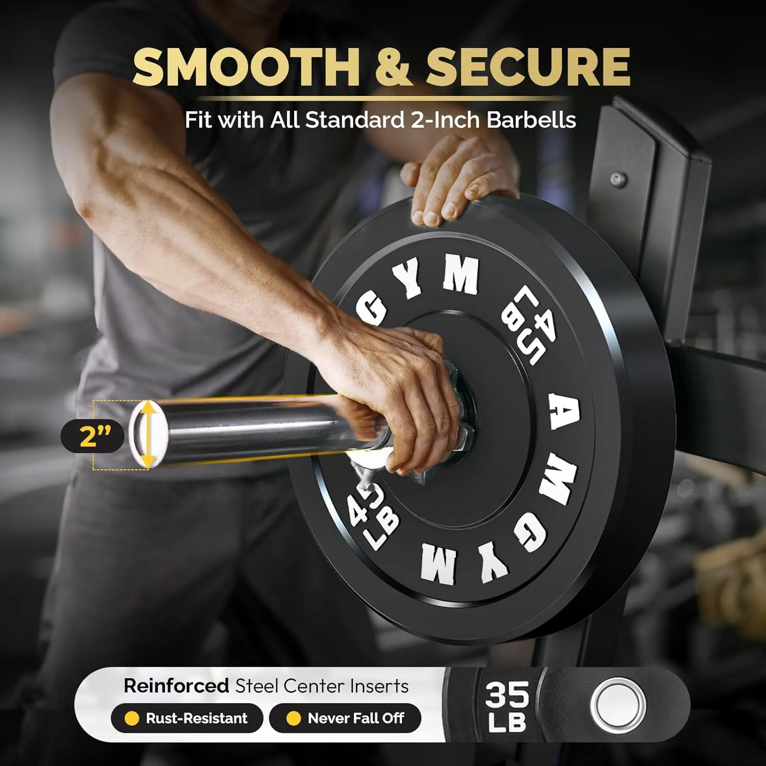 2 Inch Bumper Plates，10-500lbs，Barbell Rubber Olympic Weight Plates Set for Home Gym, Strength Training & Weight Lifting,Multiple Options/Colors
