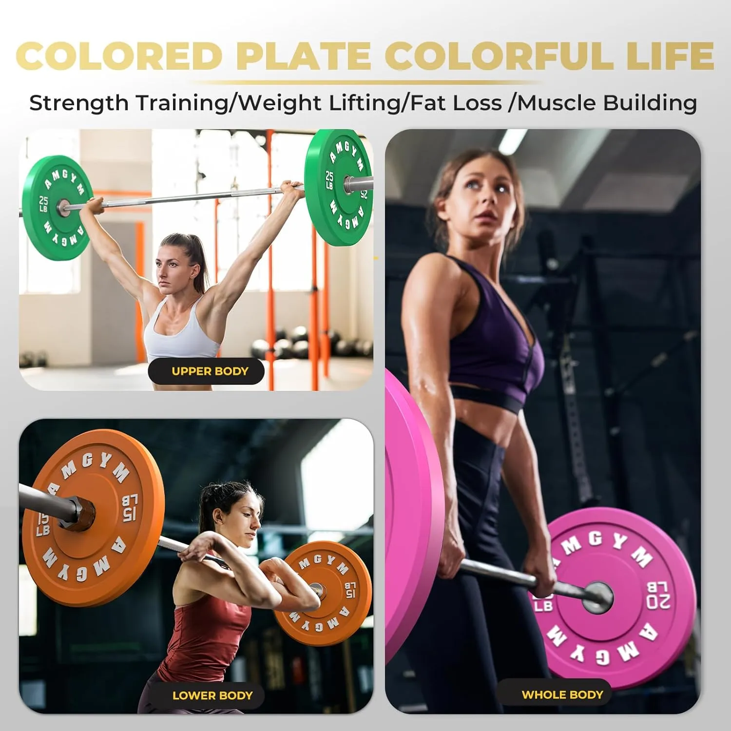 2 Inch Bumper Plates，10-500lbs，Barbell Rubber Olympic Weight Plates Set for Home Gym, Strength Training & Weight Lifting,Multiple Options/Colors