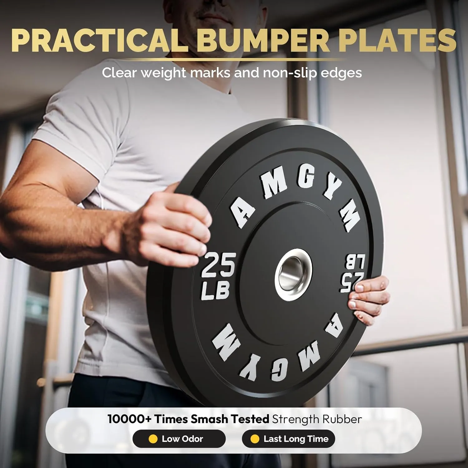 2 Inch Bumper Plates，10-500lbs，Barbell Rubber Olympic Weight Plates Set for Home Gym, Strength Training & Weight Lifting,Multiple Options/Colors