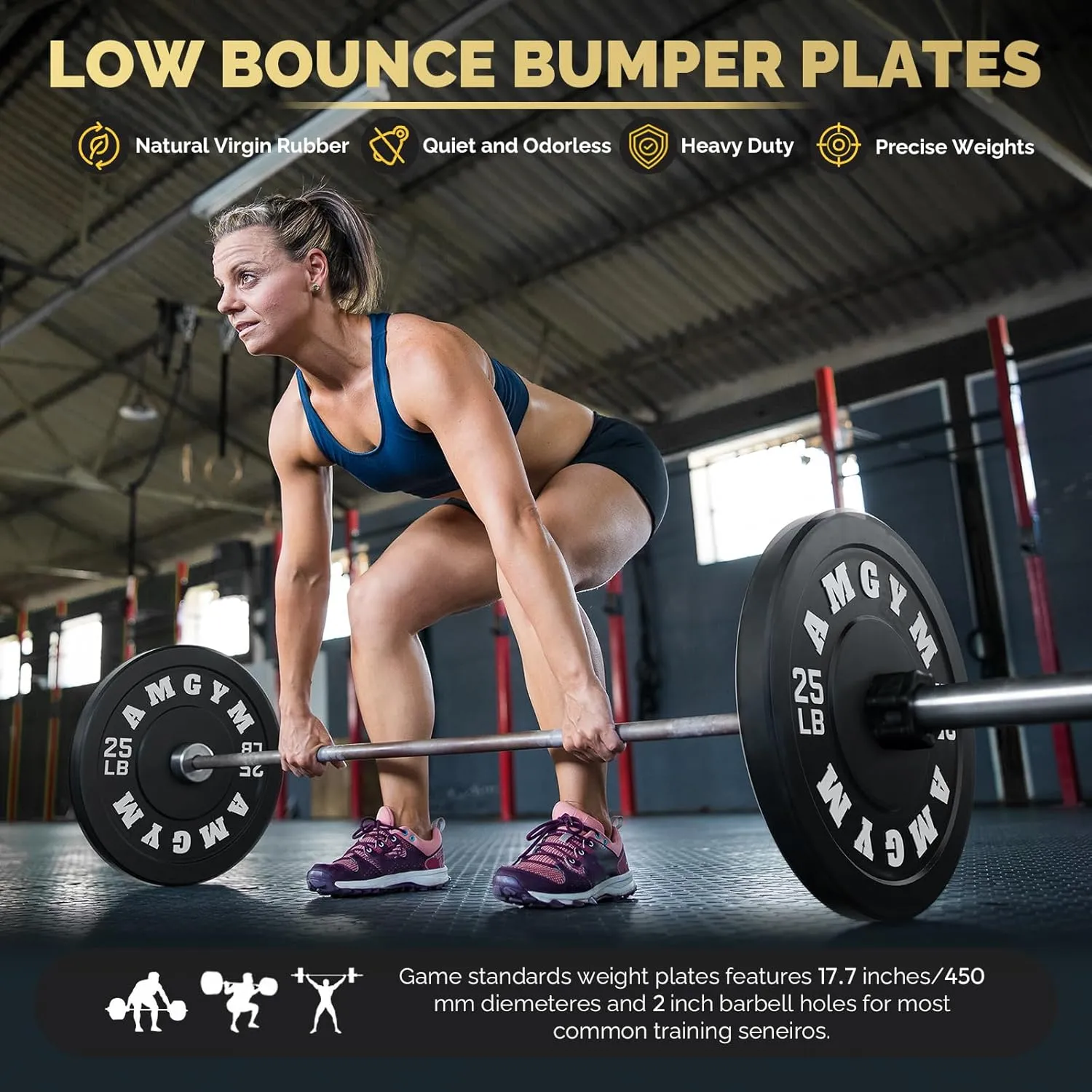 2 Inch Bumper Plates，10-500lbs，Barbell Rubber Olympic Weight Plates Set for Home Gym, Strength Training & Weight Lifting,Multiple Options/Colors