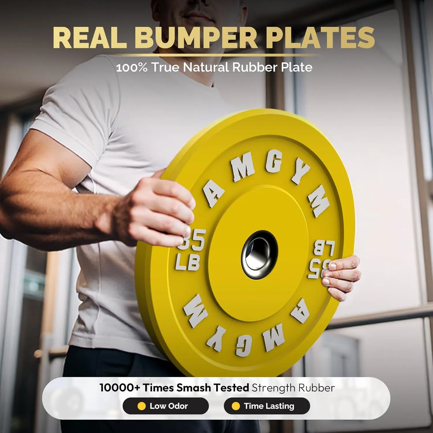 2 Inch Bumper Plates，10-500lbs，Barbell Rubber Olympic Weight Plates Set for Home Gym, Strength Training & Weight Lifting,Multiple Options/Colors