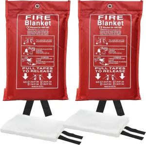 2 Pack Emergency Fire Blanket,Fire Suppression Blanket for Home Kitchen, 40” x 40” Fiberglass for House Camping Office Warehouse Emergency Survival Safety