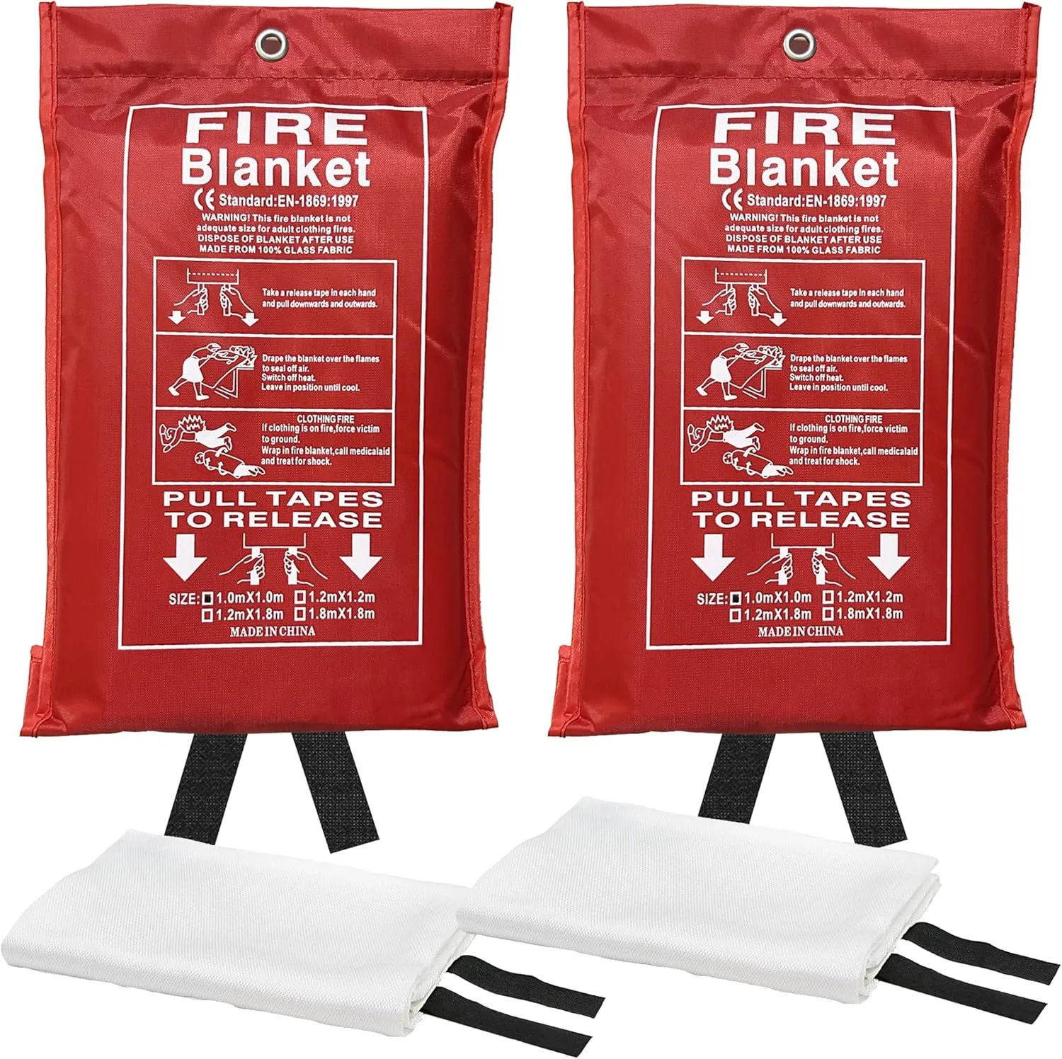 2 Pack Emergency Fire Blanket,Fire Suppression Blanket for Home Kitchen, 40” x 40” Fiberglass for House Camping Office Warehouse Emergency Survival Safety