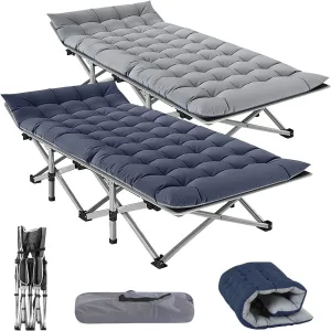 2 Pack Folding Cot Camping Cots for Adults, Portable Sleeping Cot with Mattress, Foldable Outdoor Bed Camp Cots Guest Bed with Carry Bag for Home, Office & Outdoor Use