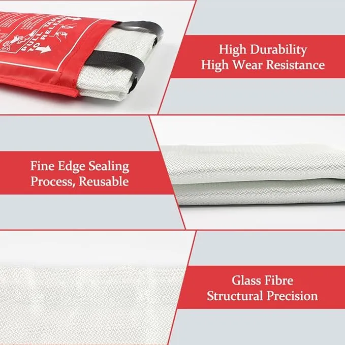 2 Packs 47" x 47" Fiberglass Emergency Fire Blanket for Home and Kitchen Camping Welding BBQ Picnic Fireproof Blanket