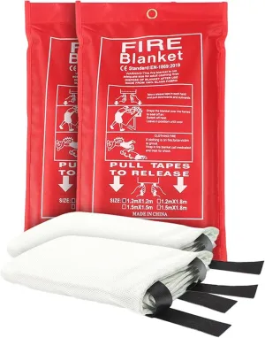 2 Packs 47" x 47" Fiberglass Emergency Fire Blanket for Home and Kitchen Camping Welding BBQ Picnic Fireproof Blanket