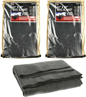 2 Pc Large 2lb Wool Blanket Outdoor Warm Military Emergency Survival Camping 80" 2 pack Military Wool Blanket Warm Thick Washable Great for Outdoors Camping Stadium Blanket Picnics Travel Car Survival