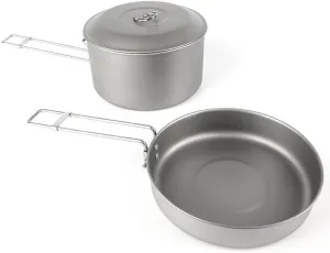 2-piece Pure Titanium Folding Pot Set, Portable Tableware, Suitable For Outdoor Camping