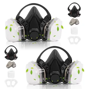 2 Set Respirator Mask, Reusable Half Face Respirators with Filters, Gas Masks Survival Nuclear and Chemical Against Gases,Dust/Organic Vapor/Chemicals