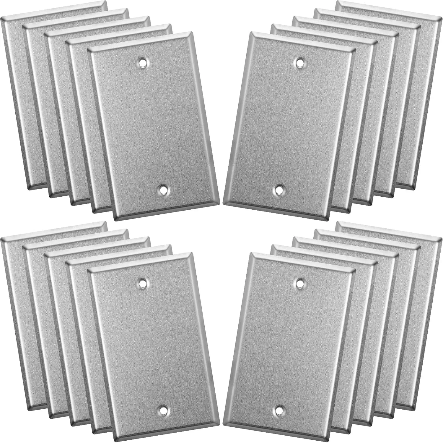20 Pieces Wall Plate Cover Blank Stainless Steel Metal Outlet Cover Metal Wall Plates Anti Corrosion Brushed Finish for Outdoor, 2.76'' x 4.53'', Silver