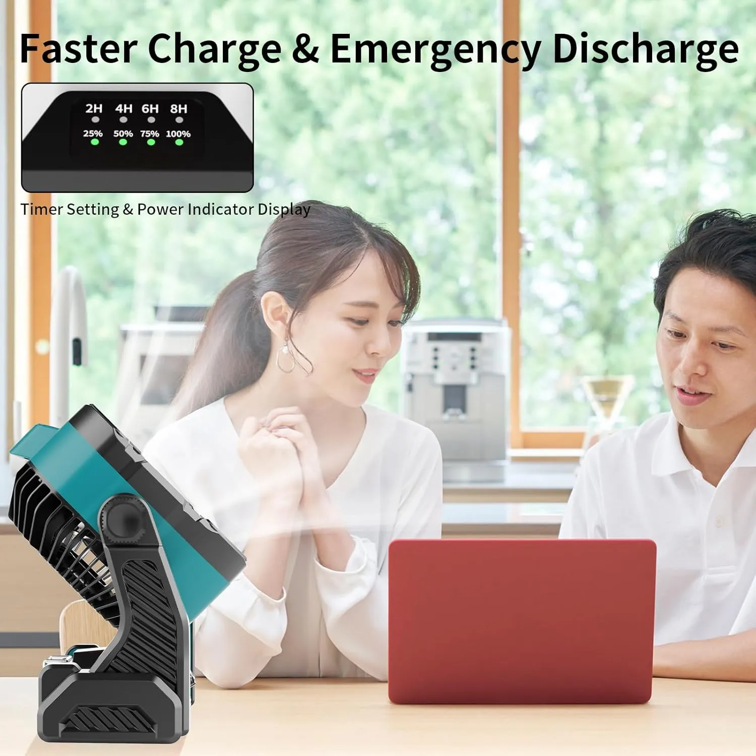 20000mAh Battery powered fan Camping essentials,Rechargeable fan Portable Battery Operated Tent with Light & Hook X26A Cyan
