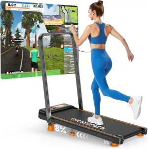 2025 Upgrade Walking Pad Treadmill with 8% Incline & Handle Bar, Walking Pad 3.5HP 300  LB Capacity, Small Treadmill for Home Office, Under Desk Walking Pad Compact, 0.6-6mph, with Remote, Smart App