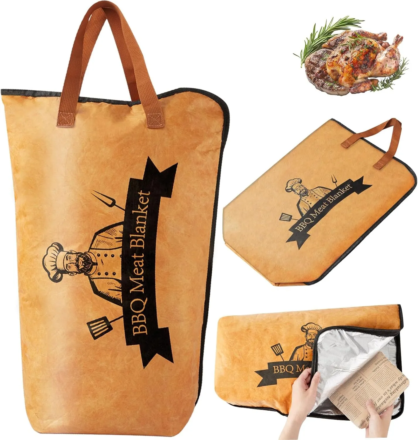 21" BBQ Blanket for Resting Meat, Large Capacity Meat Resting Bag, Insulated Reusable BBQ Resting Blanket for Smoker Beef/Pork/Shoulders/Turkeys in Camping/Grilling/Outing