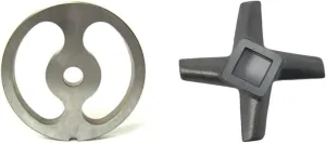 #22 Sausage Stuffing Kidney Shaped Plate Fits Cabelas, Torrey, Gander Mountain, Hobart, LEM, Weston, and Many More (With Hard Steel Knife)