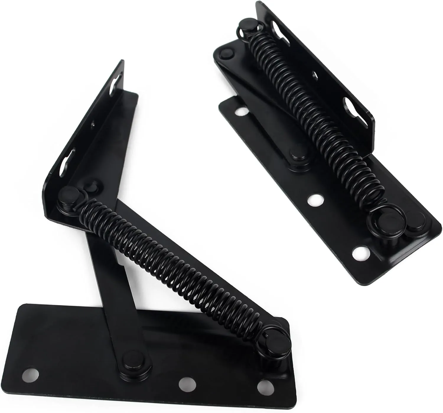2PCS 80 Degree Foldable Lifting Bracket, Black Spring Hinge, Bench seat Hinge Top Hinge of Elevator, Workbench Hinge