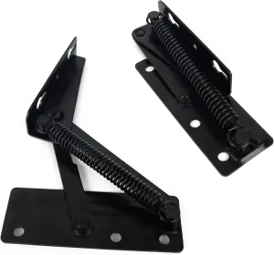 2PCS 80 Degree Foldable Lifting Bracket, Black Spring Hinge, Bench seat Hinge Top Hinge of Elevator, Workbench Hinge