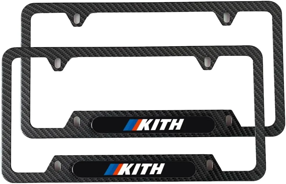 2PCS Carbon Fiber M Kith License Plate Frame Sport, Stainless Steel