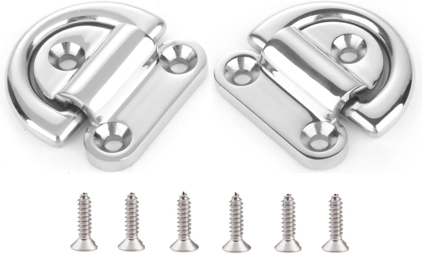 2PCS Marine Folding Pad Eye, 316 Marine Grade Stainless Steel D Ring Anchor Heavy Duty Boat Tie Down Ring Pad Eye D Ring for Marine Trailer Boats Truck Depot