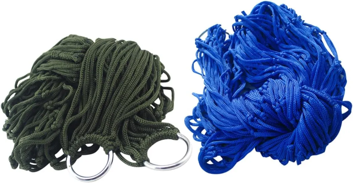 2pcs Nylon Rope Hammock Indoor Hammock Outdoor Hanging Bed Outdoor Sleeping Hammocks Hammack Outdoor Portable Folding Hammock Outdoor Swing Outdoor Hammock Foldable Travel Nap Bed