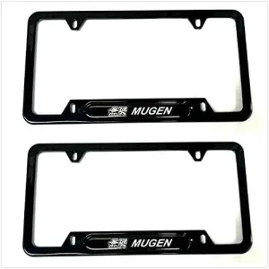 2PCS Stainless Steel Mugen JDM License Plate Frame Cover Holder for Mugen Black Sport
