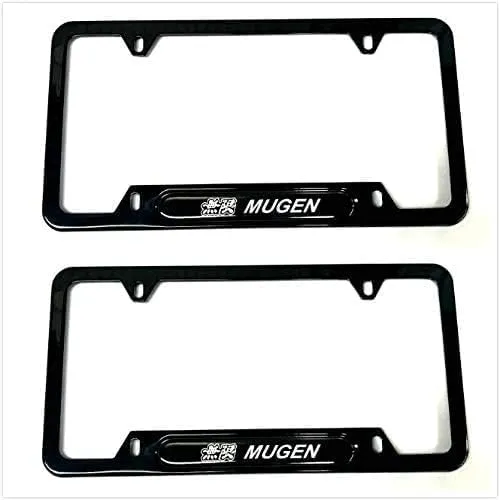 2PCS Stainless Steel Mugen JDM License Plate Frame Cover Holder for Mugen Black Sport