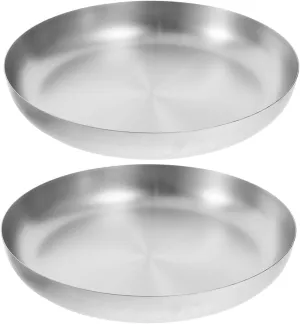 2pcs Stainless Steel Plate Snack Tray for Dessert Dog Barbecue Oyster Trinket Shatterproof Metal Dish Plate Easy to Clean Versatile